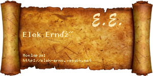 Elek Ernő névjegykártya